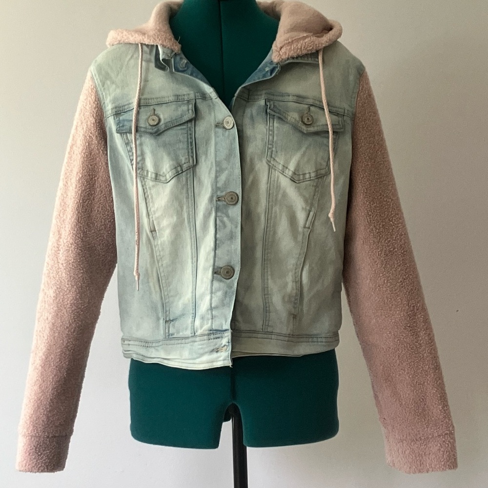 Pink fleece jacket.